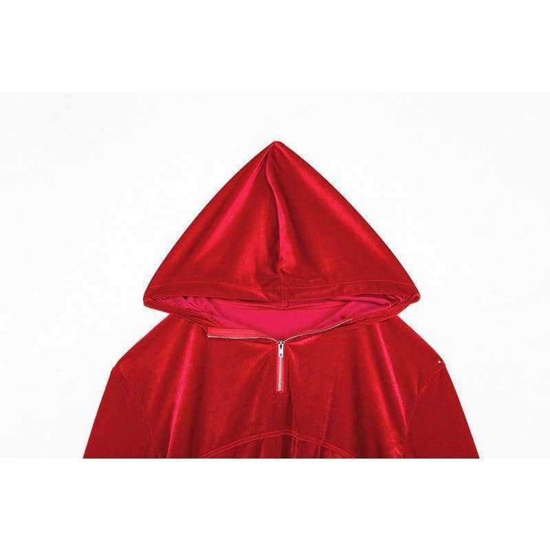 Planet Gates Black / S velvet long sleeve hooded loose crop tops pants 2 pieces sets 2018 autumn winter women fashion sexy casual hoodies set