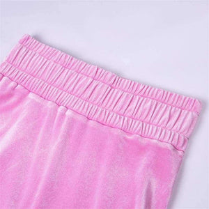 Planet Gates Velvet Sexy Autumn 2 Piece Set Women Pink Crop Strap Tops Pocket Elastic Waist Pants Female 2018 New Arrivals Tracksuit