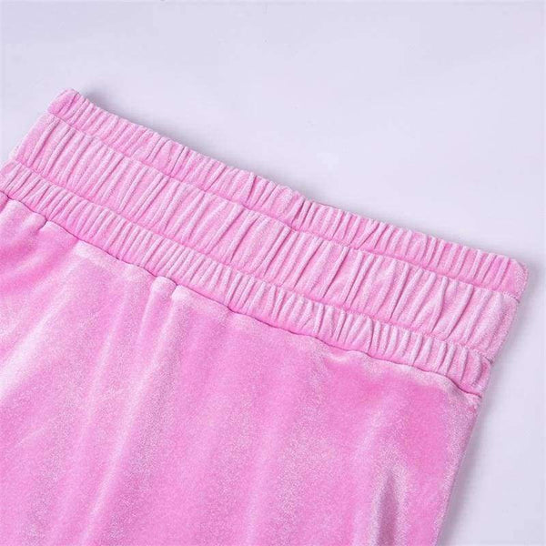 Planet Gates Velvet Sexy Autumn 2 Piece Set Women Pink Crop Strap Tops Pocket Elastic Waist Pants Female 2018 New Arrivals Tracksuit