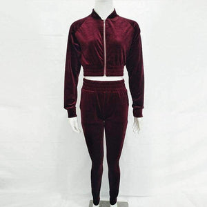 Planet Gates Velvet Tracksuit Two Piece Set Women Sexy Pink Long Sleeve Crop Top and Pants Suit Fashion Autumn Winter Sweatshirt