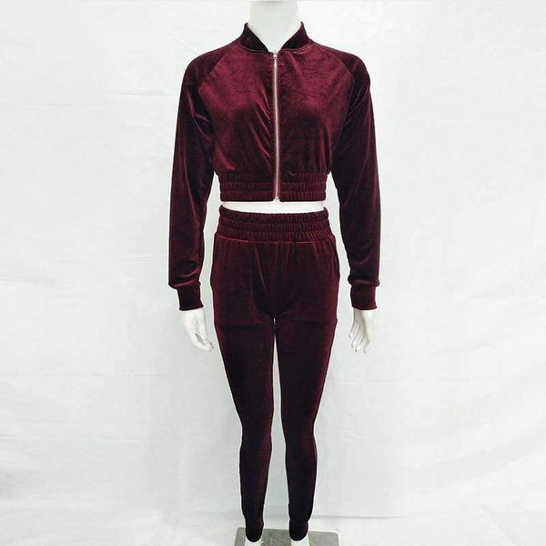 Planet Gates Velvet Tracksuit Two Piece Set Women Sexy Pink Long Sleeve Crop Top and Pants Suit Fashion Autumn Winter Sweatshirt