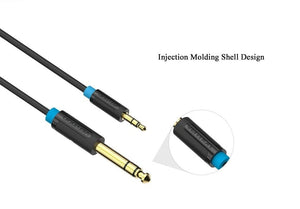 Planet Gates Vention 3.5mm to 6.35mm Adapter Aux Cable for Mixer Amplifier Gold Plated 3.5 Jack to 6.5 Jack 0.5m 3m 5m Aux Cabo Male to Male