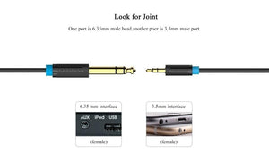 Planet Gates Vention 3.5mm to 6.35mm Adapter Aux Cable for Mixer Amplifier Gold Plated 3.5 Jack to 6.5 Jack 0.5m 3m 5m Aux Cabo Male to Male