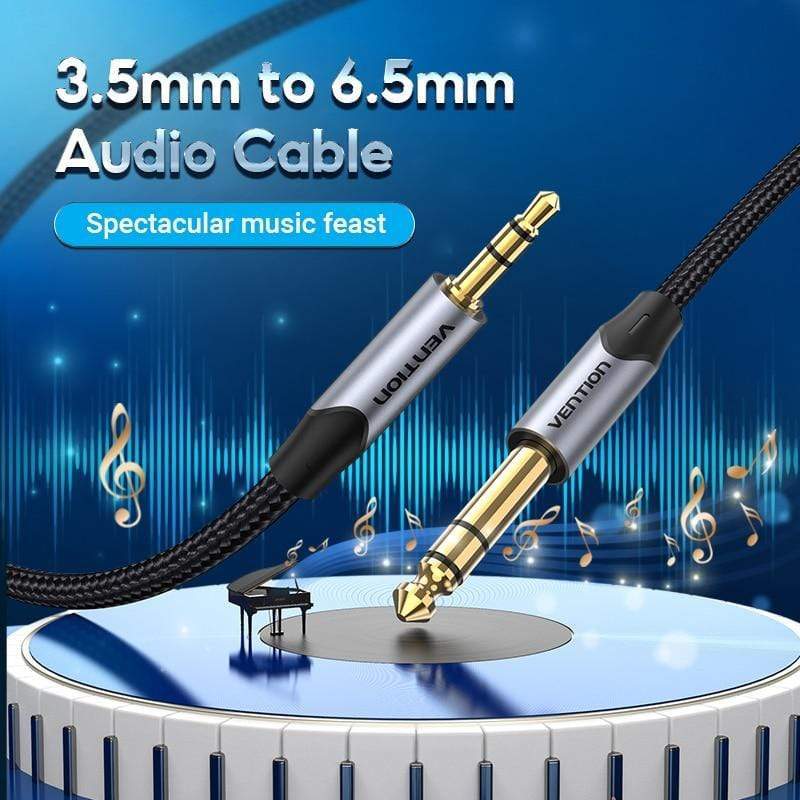 Planet Gates Vention 3.5mm to 6.35mm Adapter Aux Cable for Mixer Amplifier Gold Plated 3.5 Jack to 6.5 Jack 0.5m 3m 5m Aux Cabo Male to Male