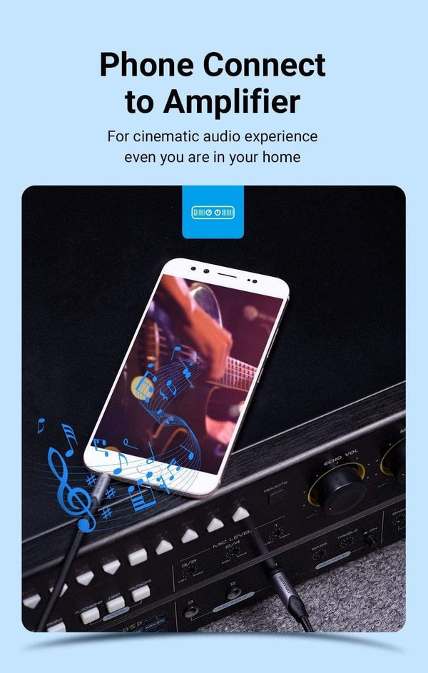 Planet Gates Vention 3.5mm to 6.35mm Adapter Aux Cable for Mixer Amplifier Gold Plated 3.5 Jack to 6.5 Jack 0.5m 3m 5m Aux Cabo Male to Male