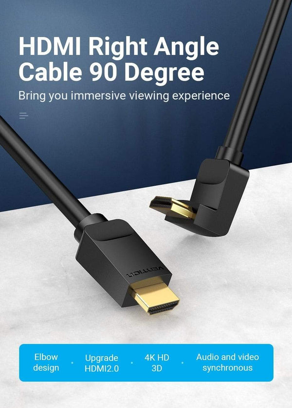 Planet Gates Vention HDMI Cable 4K HDMI 2.0 Cable HDMI 90/270 Degree Angle Adapter for Apple TV PS4 Splitter Video Audio 90 Degree HDMI Cable
