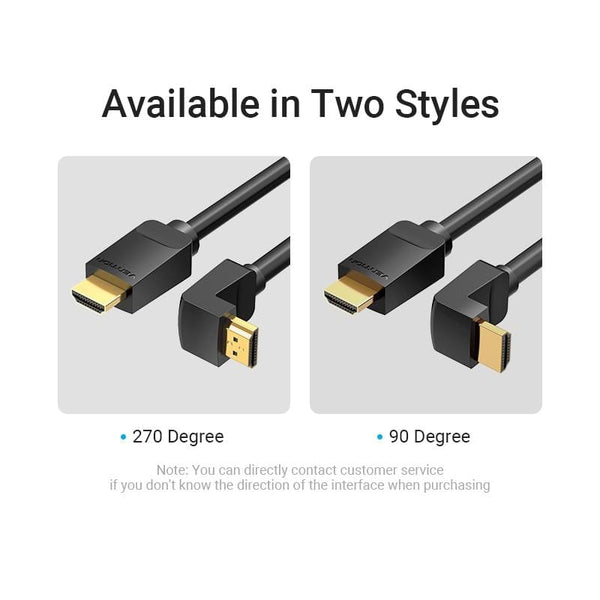 Planet Gates Vention HDMI Cable 4K HDMI 2.0 Cable HDMI 90/270 Degree Angle Adapter for Apple TV PS4 Splitter Video Audio 90 Degree HDMI Cable