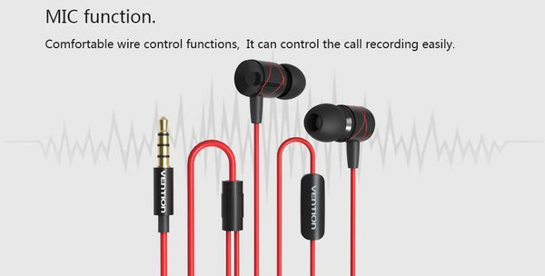 Planet Gates Vention In Ear Earphone Metal Noise Cancelling In-Ear Earpiece with Microphone for iphone Xiaomi Samsung Huawei LG Mobile Phone