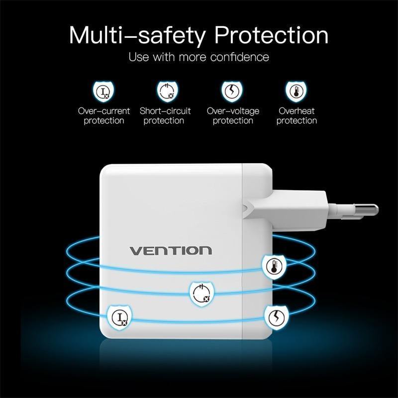 Planet Gates Vention Quick Charger 3.0 2 port USB Charger EU Plug White Mobile Phone Charger For XiaoMi HTC Google QC3.0 Fast Wall Charger