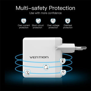 Planet Gates Vention Quick Charger 3.0 2 port USB Charger EU Plug White Mobile Phone Charger For XiaoMi HTC Google QC3.0 Fast Wall Charger