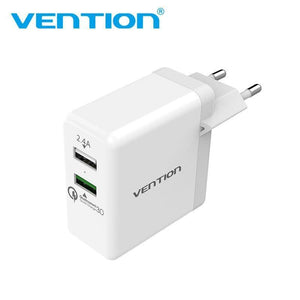 Planet Gates Vention Quick Charger 3.0 2 port USB Charger EU Plug White Mobile Phone Charger For XiaoMi HTC Google QC3.0 Fast Wall Charger