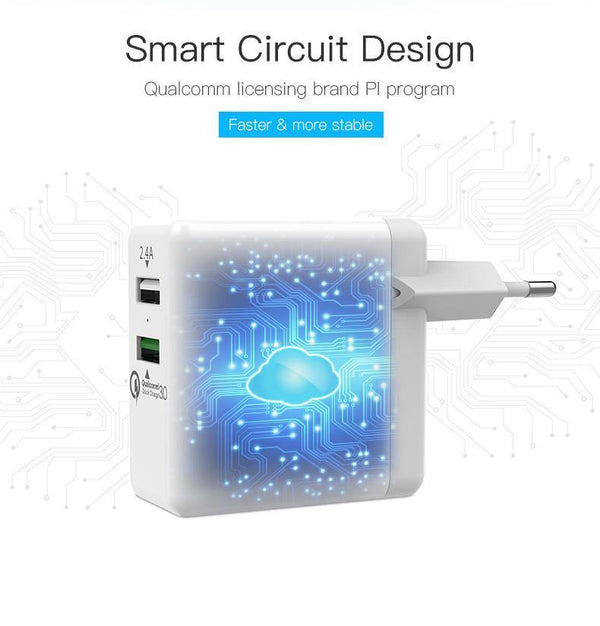 Planet Gates Vention Quick Charger 3.0 2 port USB Charger EU Plug White Mobile Phone Charger For XiaoMi HTC Google QC3.0 Fast Wall Charger