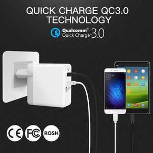 Planet Gates Vention Quick Charger 3.0 2 port USB Charger EU Plug White Mobile Phone Charger For XiaoMi HTC Google QC3.0 Fast Wall Charger