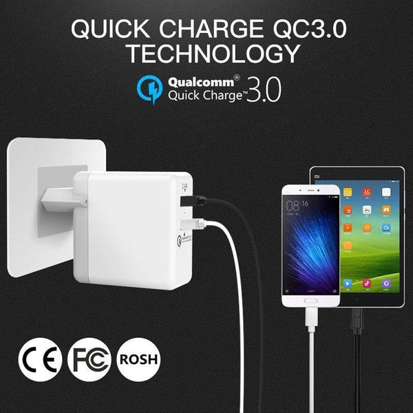Planet Gates Vention Quick Charger 3.0 2 port USB Charger EU Plug White Mobile Phone Charger For XiaoMi HTC Google QC3.0 Fast Wall Charger