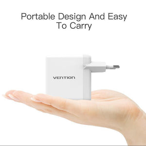 Planet Gates Vention Quick Charger 3.0 2 port USB Charger EU Plug White Mobile Phone Charger For XiaoMi HTC Google QC3.0 Fast Wall Charger