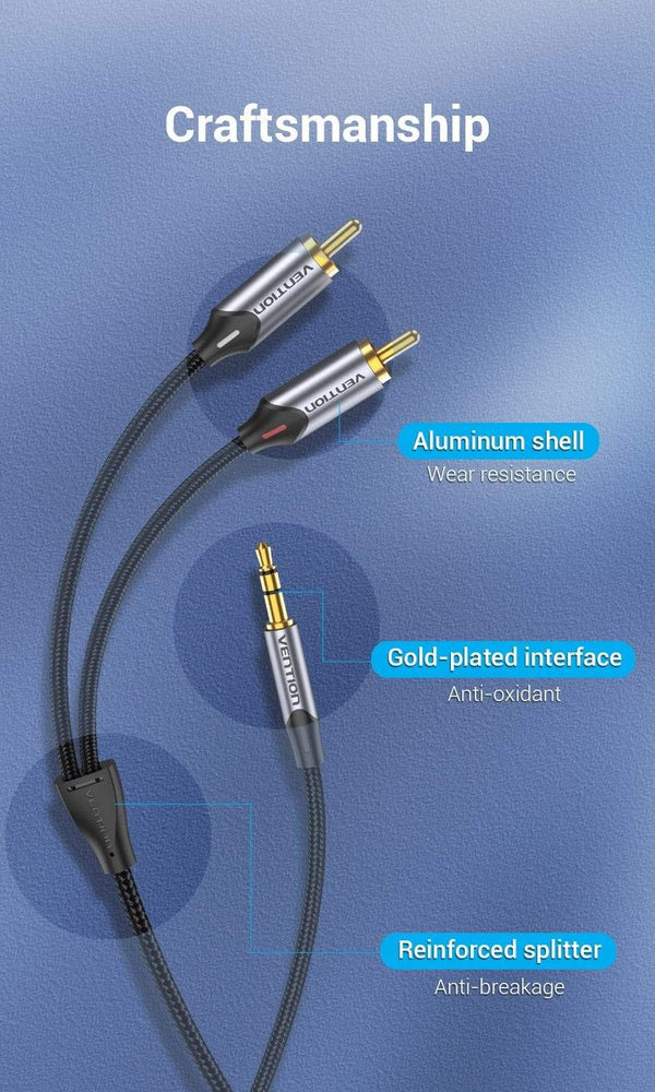 Planet Gates Vention RCA Cable 3.5mm to 2RCA Splitter RCA Jack 3.5 Cable RCA Audio Cable for Smartphone Amplifier Home Theater AUX Cable RCA