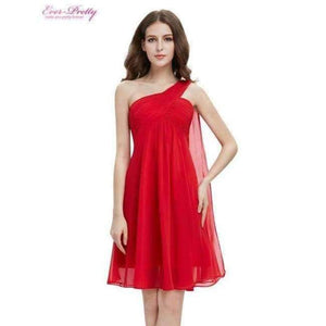 Planet Gates Vermilion Red / 4 Cocktail Dresses Ever Pretty HE03537 One Shoulder Ruffles Padded Chiffon Short Vestido 2018 Cocktail Dresses