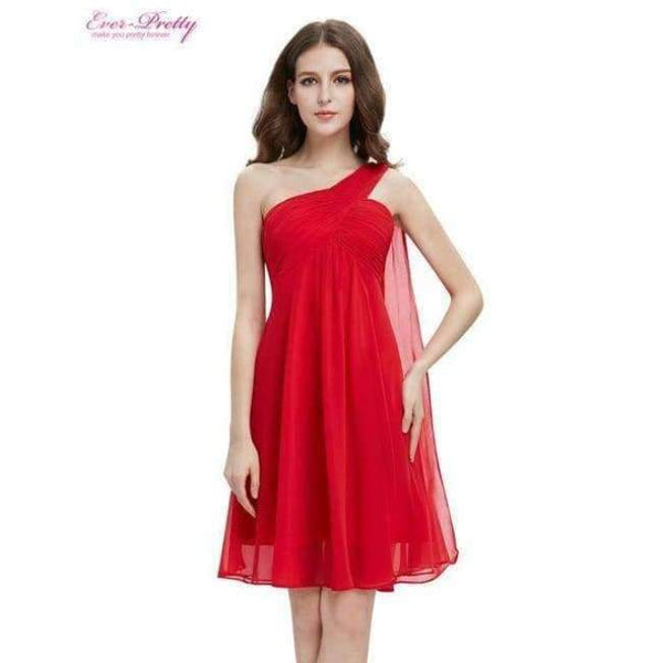 Planet Gates Vermilion Red / 4 Cocktail Dresses Ever Pretty HE03537 One Shoulder Ruffles Padded Chiffon Short Vestido 2018 Cocktail Dresses