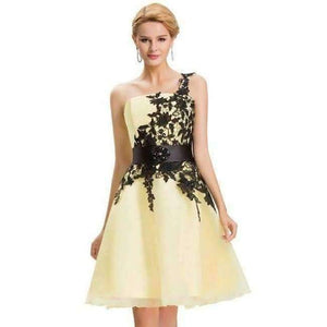 Planet Gates vestidos de coctel 4 / 2 / China Cocktail Dresses 2018 Grace Karin elegant Black Lace One shoulder vestido knee length Party dresses robe de cocktail