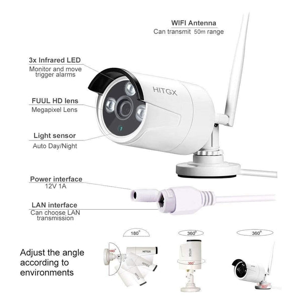 Planet Gates Video Surveillance Camera System Wireless CCTV Kit 1080P Ip NVR Kit Ip Camera Outdoor Security System Video Surveillance Kit