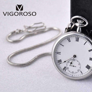 Planet Gates VIGOROSO Reloj de bolsillo mecánico de acero inoxidable, de lujo, resistente al agua, con subesfera y esqueleto, estilo antiguo vintage.