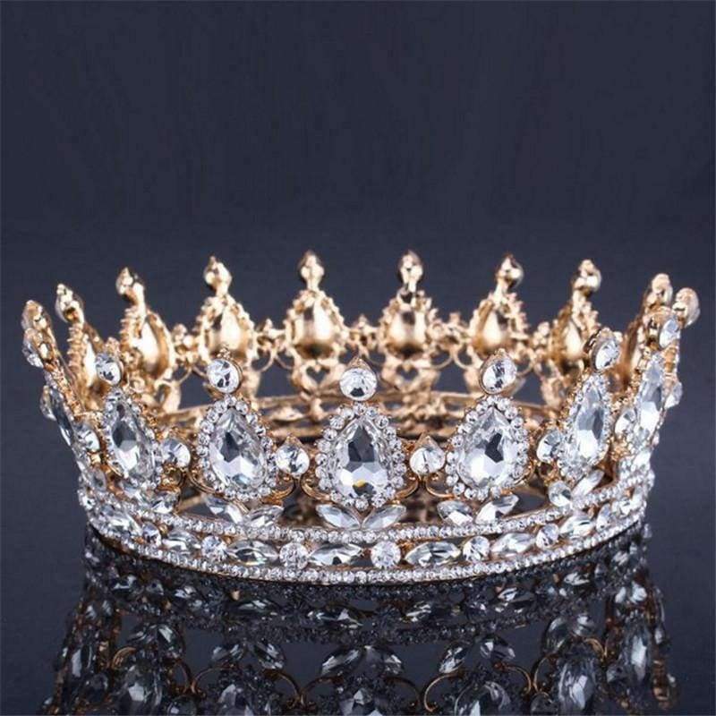 Planet Gates Vintage Baroque Queen King Bride Tiara Crown For Women Headdress Prom Bridal Wedding Tiaras and Crowns Hair Jewelry Accessories