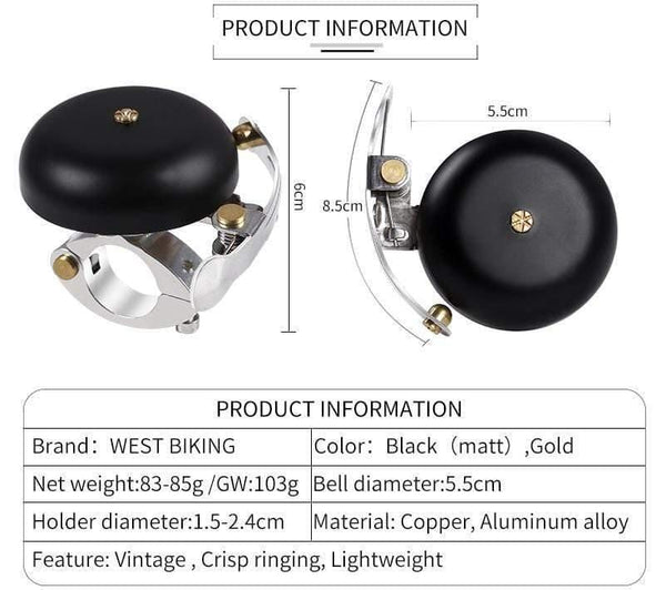 Planet Gates Vintage Bike Bell Crisp Sound Retro Classical Bike Horn Handlebar Bicycle Alarm Ring Bisiklet Korna Cycling Bell