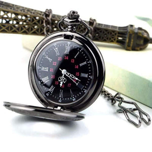 Planet Gates Vintage Black Pocket Watch Quartz Watches Chain Set Necklace Pendant Gifts Box Bag Men Women Gifts Relogio De Bolso