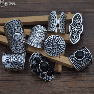 Planet Gates Vintage Boho Jewelry Rings Mixed Lot Tibetan Silver Plated Ring 8pcs/Lot Bohemian Ring Women Vintage Jewelry