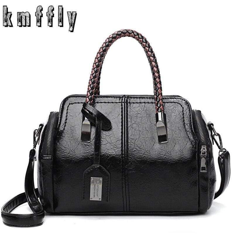 Vintage Boston Oil Wax Leather Luxury Handbags Women Bags Designer Hand bags Women Shoulder
