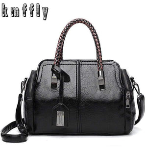 Vintage Boston Oil Wax Leather Luxury Handbags Women Bags Designer Hand bags Women Shoulder
