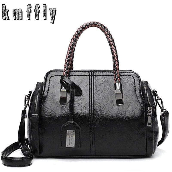 Vintage Boston Oil Wax Leather Luxury Handbags Women Bags Designer Hand bags Women Shoulder