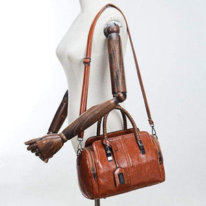 Vintage Boston Oil Wax Leather Luxury Handbags Women Bags Designer Hand bags Women Shoulder