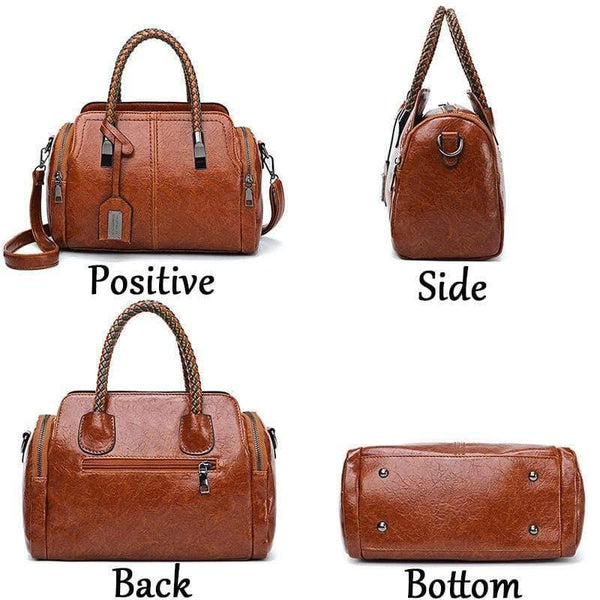 Vintage Boston Oil Wax Leather Luxury Handbags Women Bags Designer Hand bags Women Shoulder