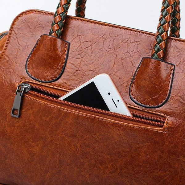 Vintage Boston Oil Wax Leather Luxury Handbags Women Bags Designer Hand bags Women Shoulder