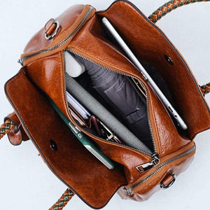 Vintage Boston Oil Wax Leather Luxury Handbags Women Bags Designer Hand bags Women Shoulder