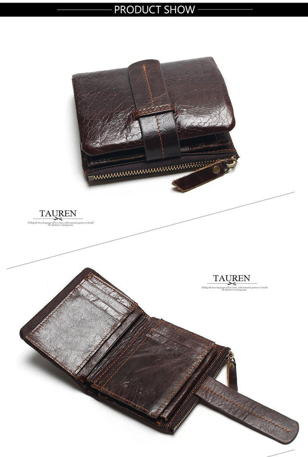 Planet Gates Vintage Casual 100% Real Genuine Leather Oil Cowhide Men Mini Wallets Holder Coin Purse Pockets Small Men Wallet Coin Purse