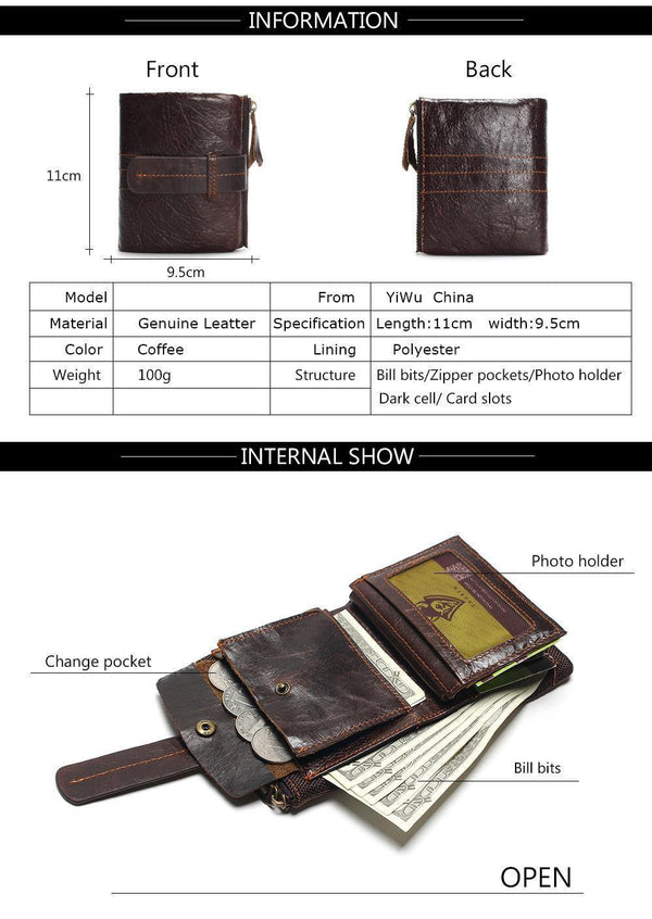 Planet Gates Vintage Casual 100% Real Genuine Leather Oil Cowhide Men Mini Wallets Holder Coin Purse Pockets Small Men Wallet Coin Purse