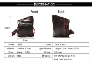 Planet Gates Vintage Casual Crazy Horse Leather Genuine Cowhide Men Chest Bag Small Messenger Bags For Man  Shoulder Bags