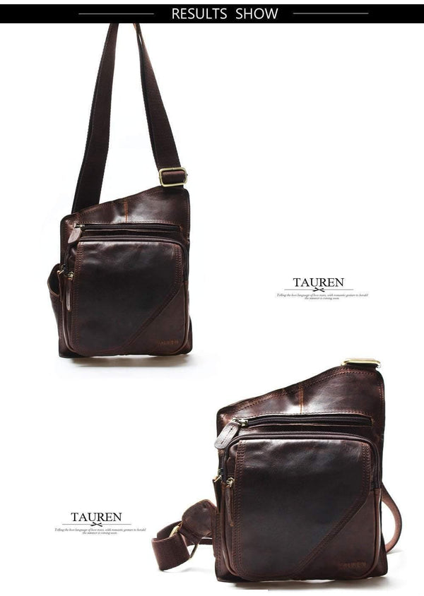Planet Gates Vintage Casual Crazy Horse Leather Genuine Cowhide Men Chest Bag Small Messenger Bags For Man  Shoulder Bags