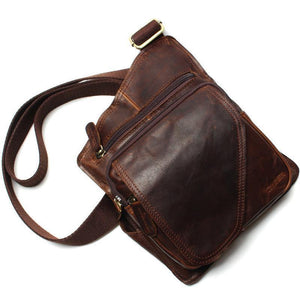 Planet Gates Vintage Casual Crazy Horse Leather Genuine Cowhide Men Chest Bag Small Messenger Bags For Man  Shoulder Bags
