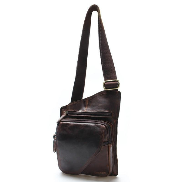 Planet Gates Vintage Casual Crazy Horse Leather Genuine Cowhide Men Chest Bag Small Messenger Bags For Man  Shoulder Bags