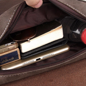 Planet Gates Vintage Casual Patchwork Durable Oxford Man Bag With Leather Cover Fashion Mens Travel Bag Fashion Crossbody Bag Man