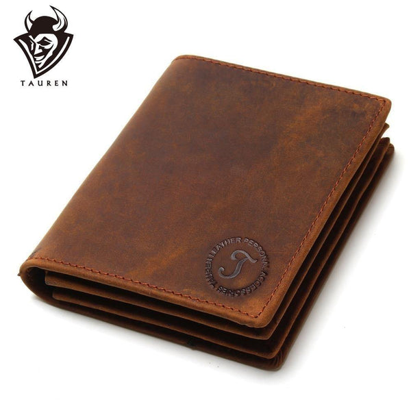 Planet Gates Vintage Crazy Horse Handmade Leather Men Wallets Multi-Functional Cowhide Coin Purse Genuine Leather Wallet For Men