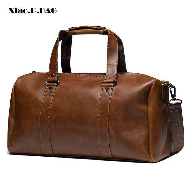 Planet Gates Vintage Crazy horse pu Leather Men Travel Bags Luggage Travel Bag Leather Men's Duffle Bags Large Men Weekend Bag