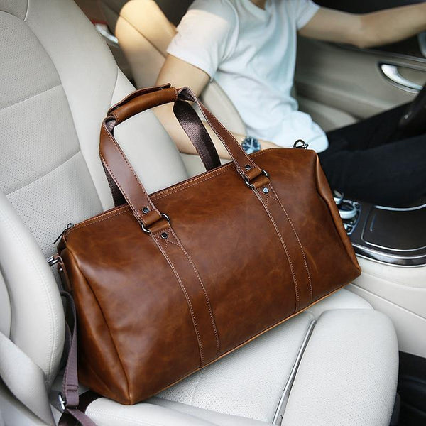 Planet Gates Vintage Crazy horse pu Leather Men Travel Bags Luggage Travel Bag Leather Men's Duffle Bags Large Men Weekend Bag