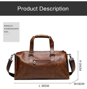 Planet Gates Vintage Crazy horse pu Leather Men Travel Bags Luggage Travel Bag Leather Men's Duffle Bags Large Men Weekend Bag