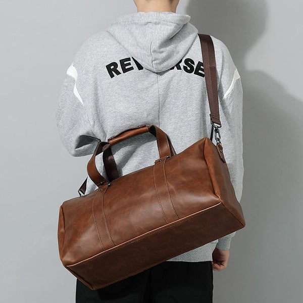 Planet Gates Vintage Crazy horse pu Leather Men Travel Bags Luggage Travel Bag Leather Men's Duffle Bags Large Men Weekend Bag
