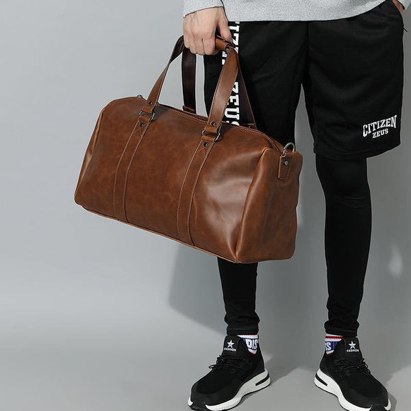 Planet Gates Vintage Crazy horse pu Leather Men Travel Bags Luggage Travel Bag Leather Men's Duffle Bags Large Men Weekend Bag