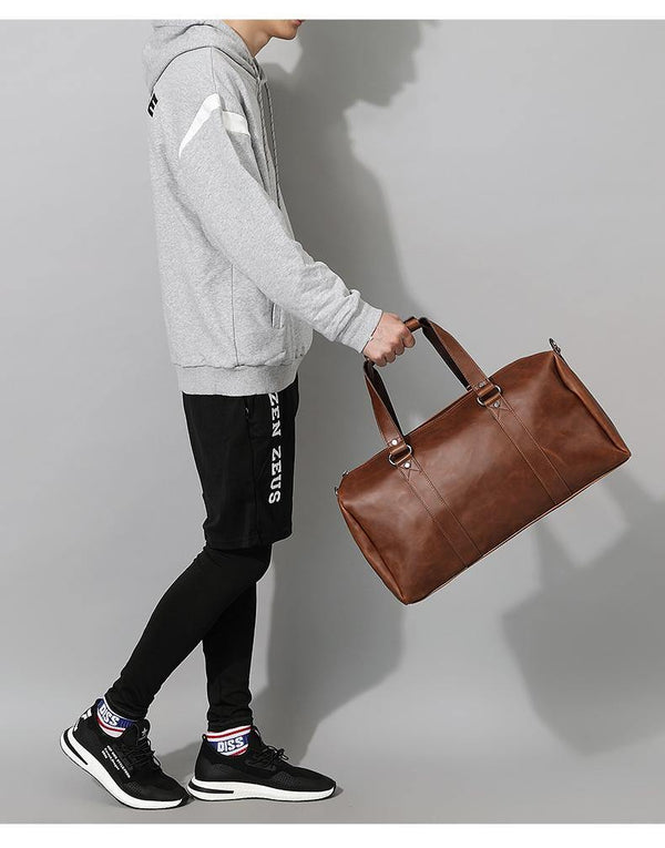Planet Gates Vintage Crazy horse pu Leather Men Travel Bags Luggage Travel Bag Leather Men's Duffle Bags Large Men Weekend Bag